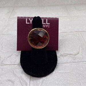 Lydell NYC Ruby Red Faceted Gold Tone Statement Ring Fashion Jewelry Women Sz 8